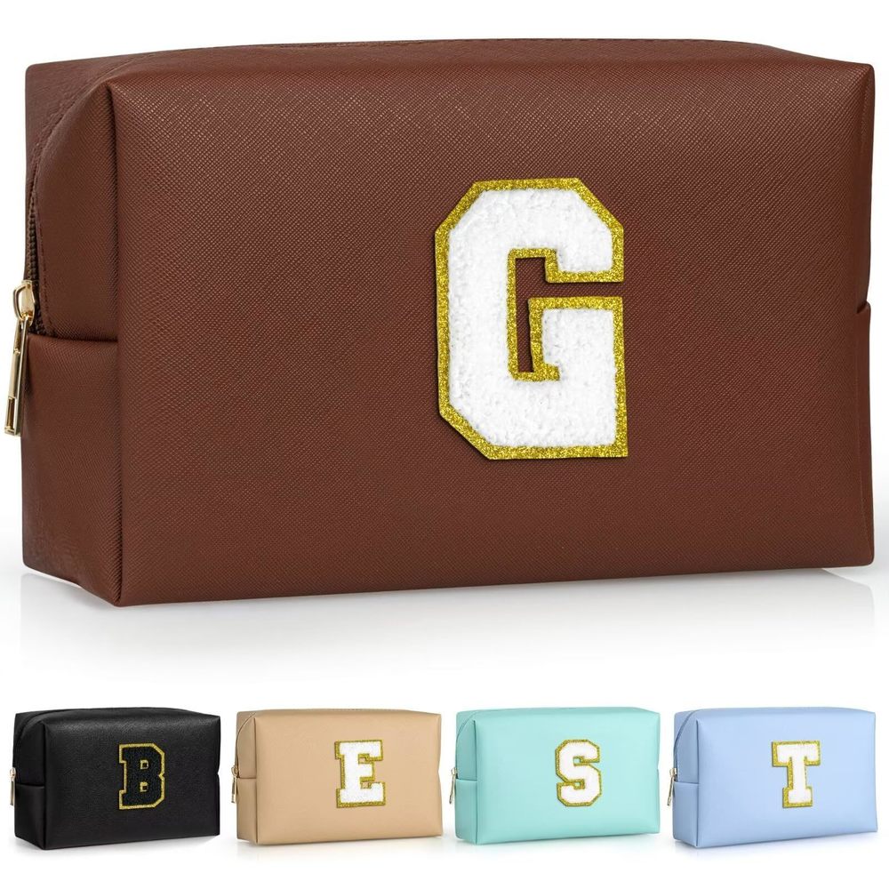 Travel Makeup Bag, Personalized Initial Toiletry Bag W Zipper, Cute Makeup✨